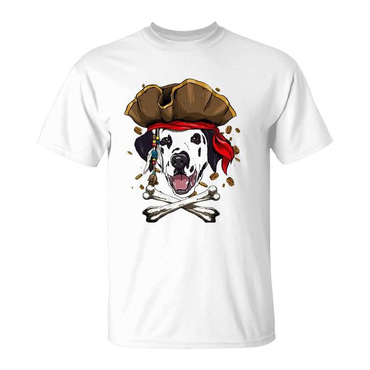 Dalmatian Pirate Dog Halloween Jolly Roger T-Shirt