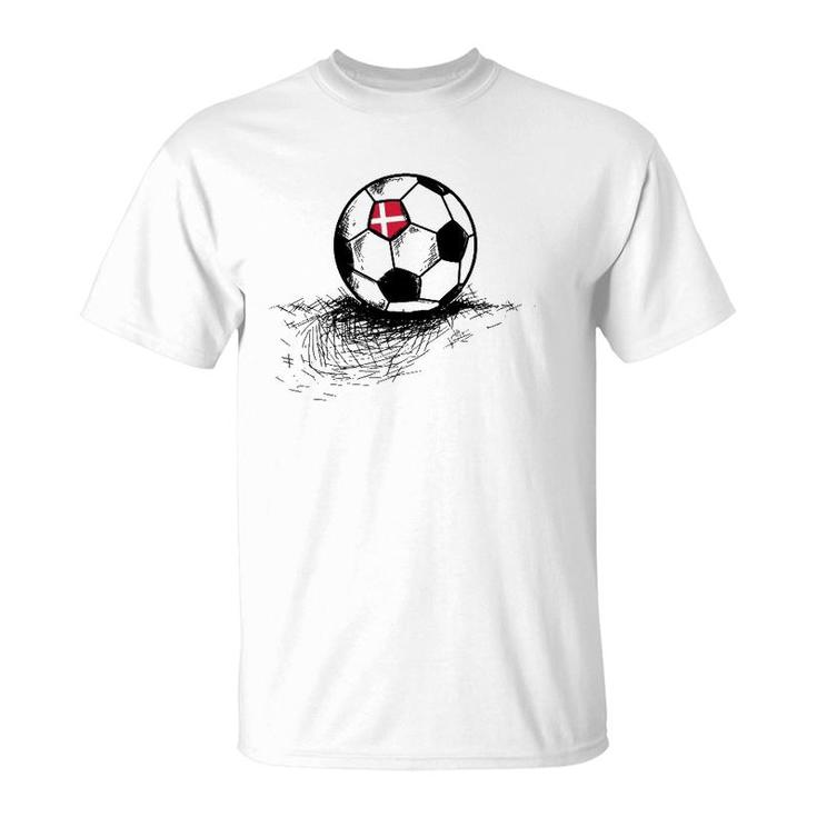 Denmark Soccer Ball Flag Jersey - Danish Football Gift T-Shirt
