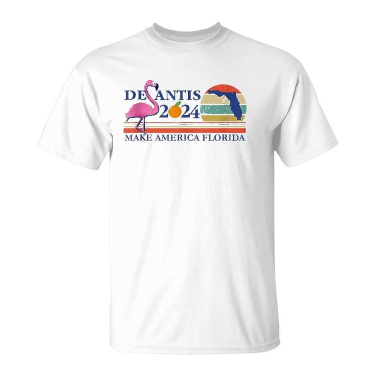 Desantis 2024 Make America Florida Flamingo Vintage Retro  T-Shirt