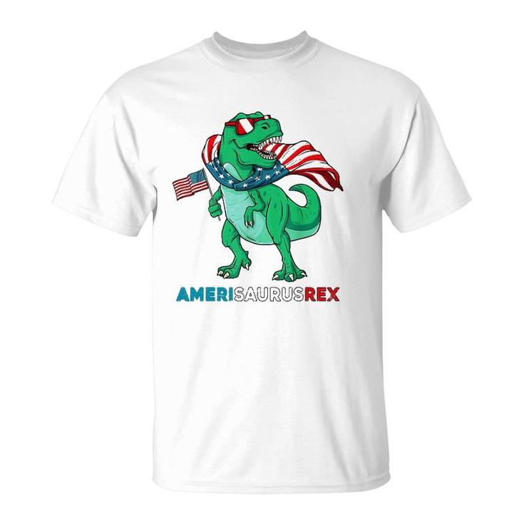Dinosaur 4Th Of July Kids Boys Men Amerisaurusrex Funny T-Shirt