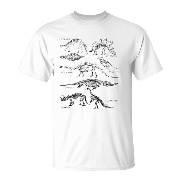 Dinosaur Skeleton Clothing Dino Vintage Paleontology Alt Art T-Shirt