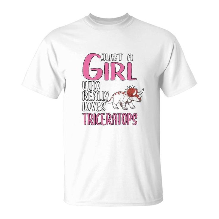 Dinosaurs Just A Girl Who Really Loves Triceratops T-Shirt