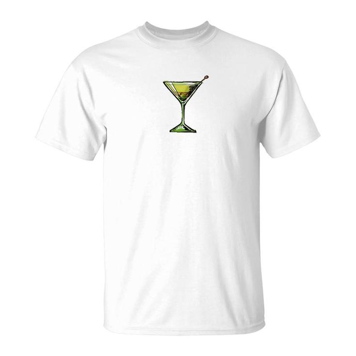 Dirty Martini Heartbeat Cocktail Glass Happy Hour T-Shirt