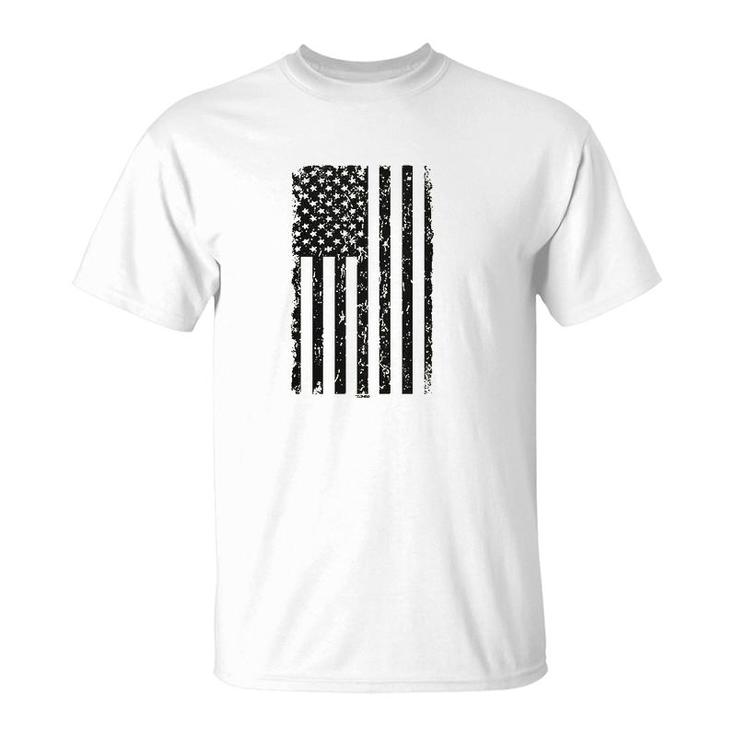 Distressed Black Usa Flag T-Shirt