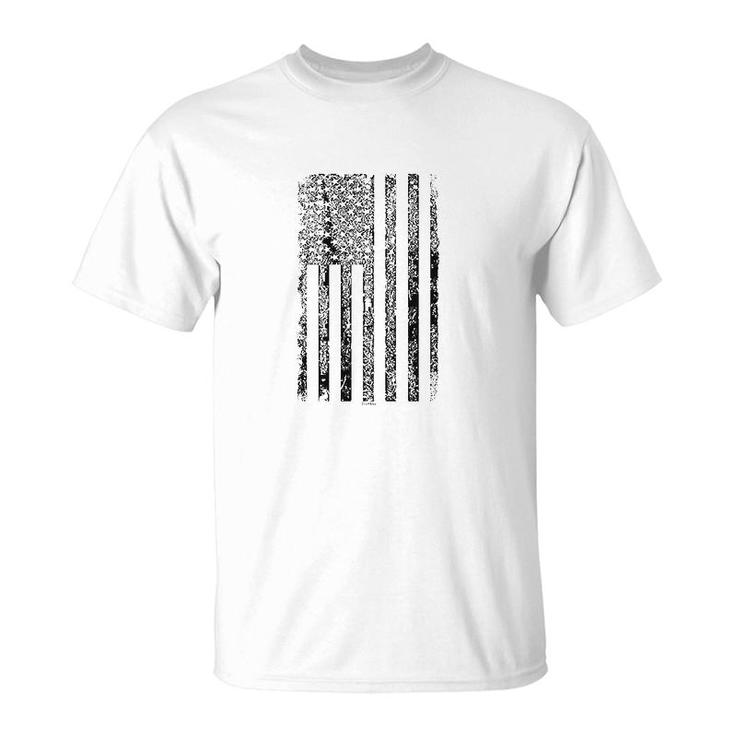Distressed Black Usa Flag United States T-Shirt
