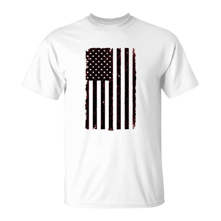 Distressed Black Usa Flag  United States T-Shirt