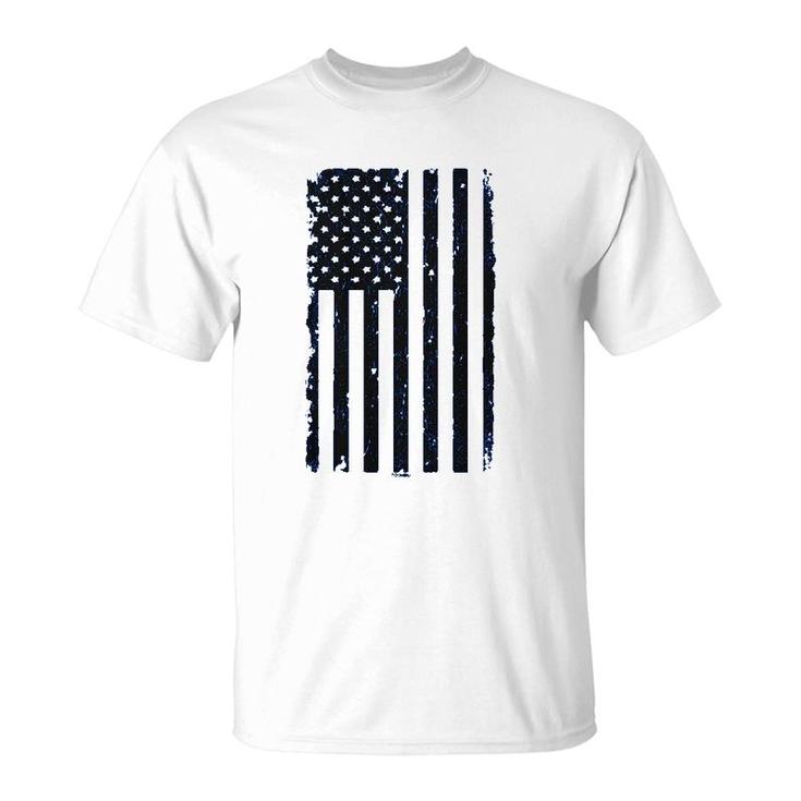 Distressed Black Usa Flag United States T-Shirt