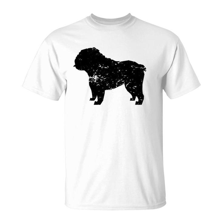Distressed English Bulldog Silhouette Dog Owner  T-Shirt