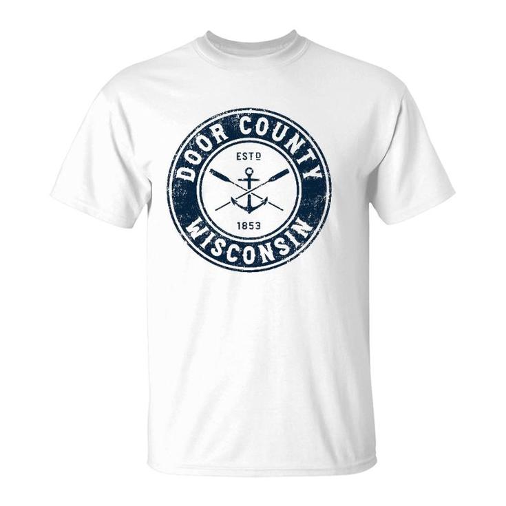 Door County Wisconsin Wi Vintage Boat Anchor & Oars T-Shirt