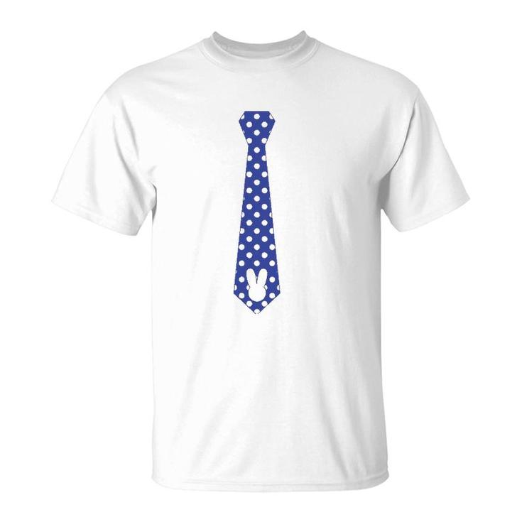 Easter Bunny Rabbit Boys Tie  Blue With White Dots T-Shirt