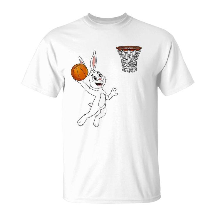 Easter Day Rabbit Dunking A Basketball Funny Boys Girls Kids T-Shirt