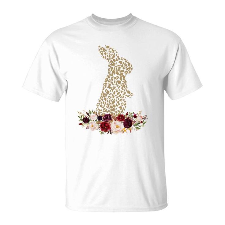Easter Leopard Floral Bunny Funny T-Shirt