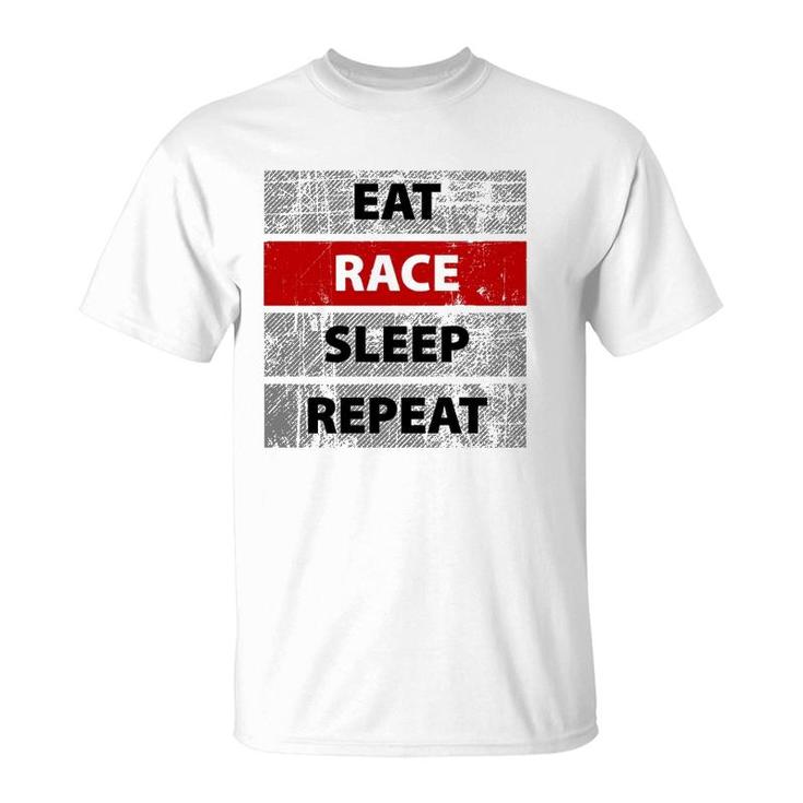 Eat Race Sleep Repeat Vintage Retro Distressed Racing  T-Shirt