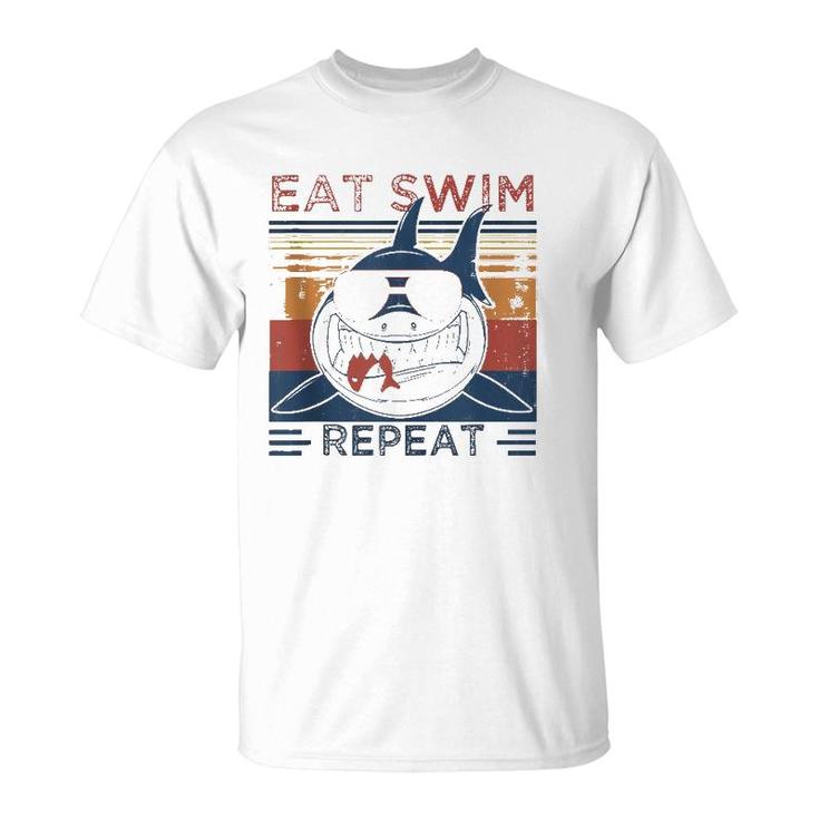 Eat Swim Repeat Shark Lovers Retro Vintage For The Week  T-Shirt