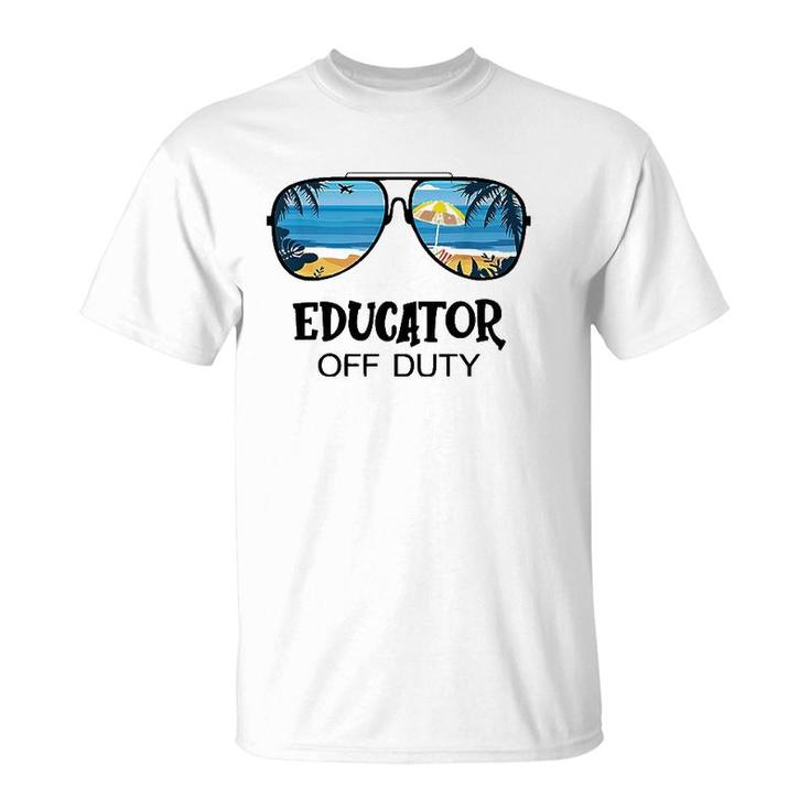 Educator Off Duty Sunglasses Beach Hello Summer T-Shirt
