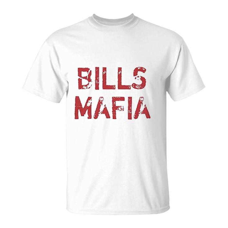 Expression Distressed Bills Mafia Red Print Mens  T-Shirt