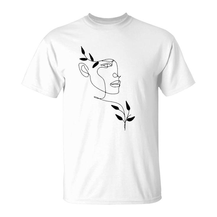 Face Abstract Minimalist Line Art Drawing Tee Aesthetic Top T-Shirt
