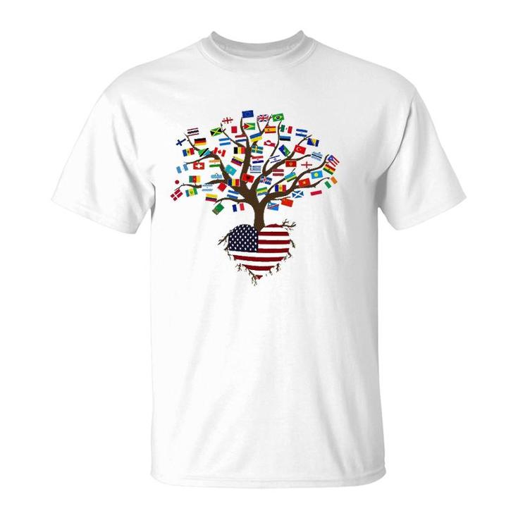 Flags Of The Countries Of The World And American Flag T-Shirt