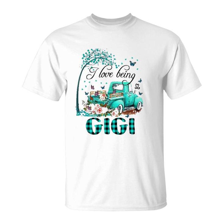 Flower Truck I Love Being Gigi Butterfly Art Mother's Day T-Shirt