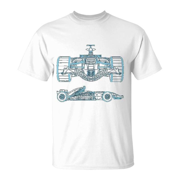 Formula Racing Car Silhouette Mechanical Engineering Draw T-Shirt