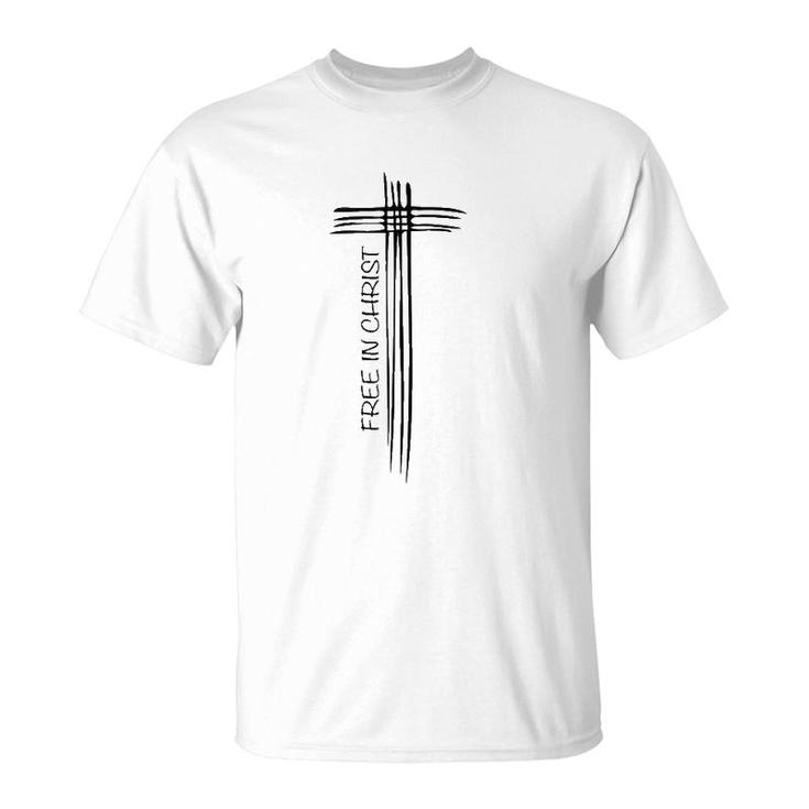 Free In Christ Cross John 836 Verse T-Shirt