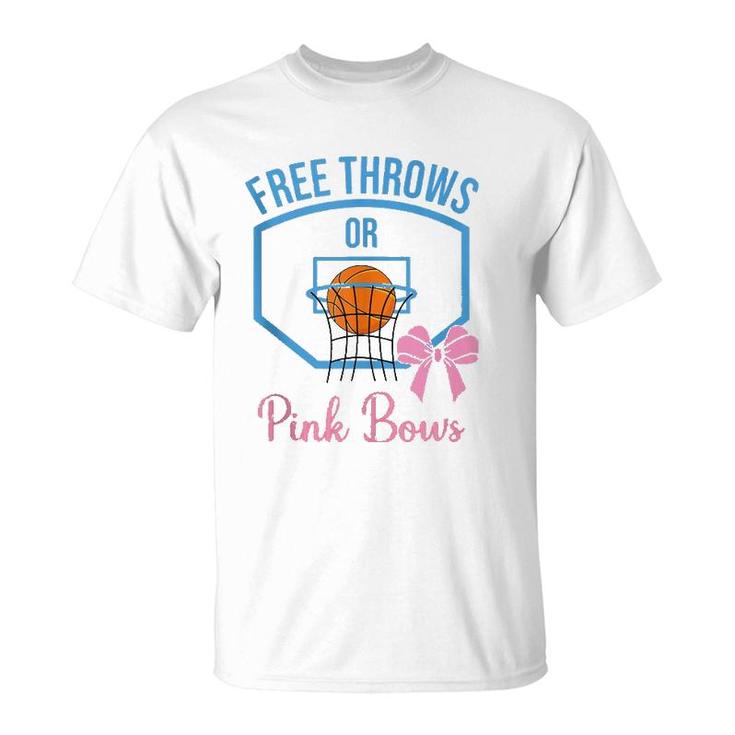 Free Throws Or Pink Bows Gender Reveal Designs  T-Shirt