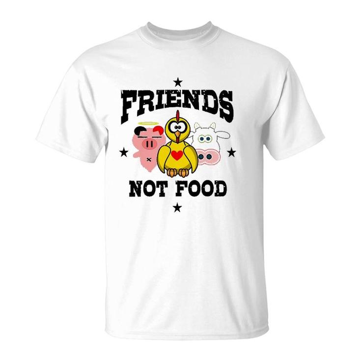 Friends Not Food Animal Lover Vegan Vegetarian Tee T-Shirt