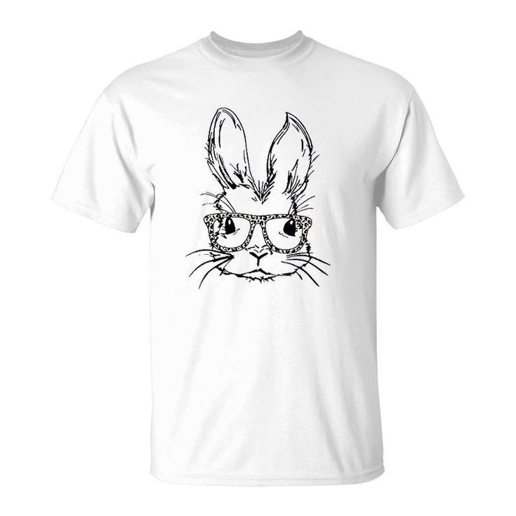 Funny Bunny Rabbit With Leopard Glasses T-Shirt