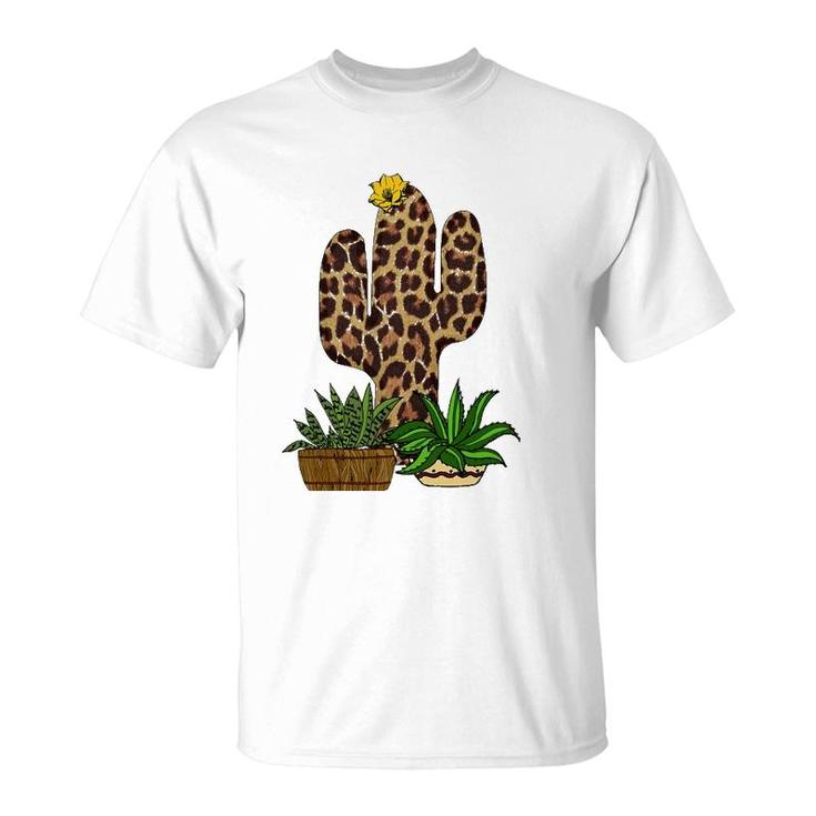 Funny Cactus  Leopard Print Succulent Plant Lover Gift T-Shirt