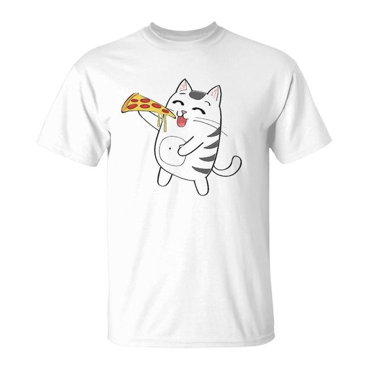 Funny Cute Cat Eating Pizza Cat Pizza Lovers Gift T-Shirt