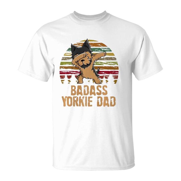 Funny Dabbing Badass Yorkie Dad  T-Shirt