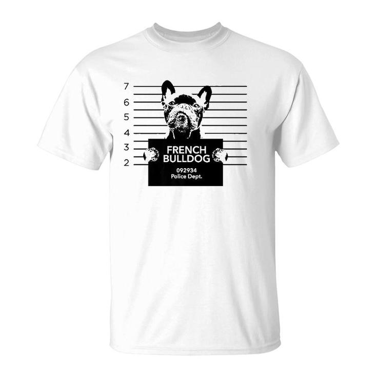 Funny French Bulldog Most Wanted Police Station Design  T-Shirt