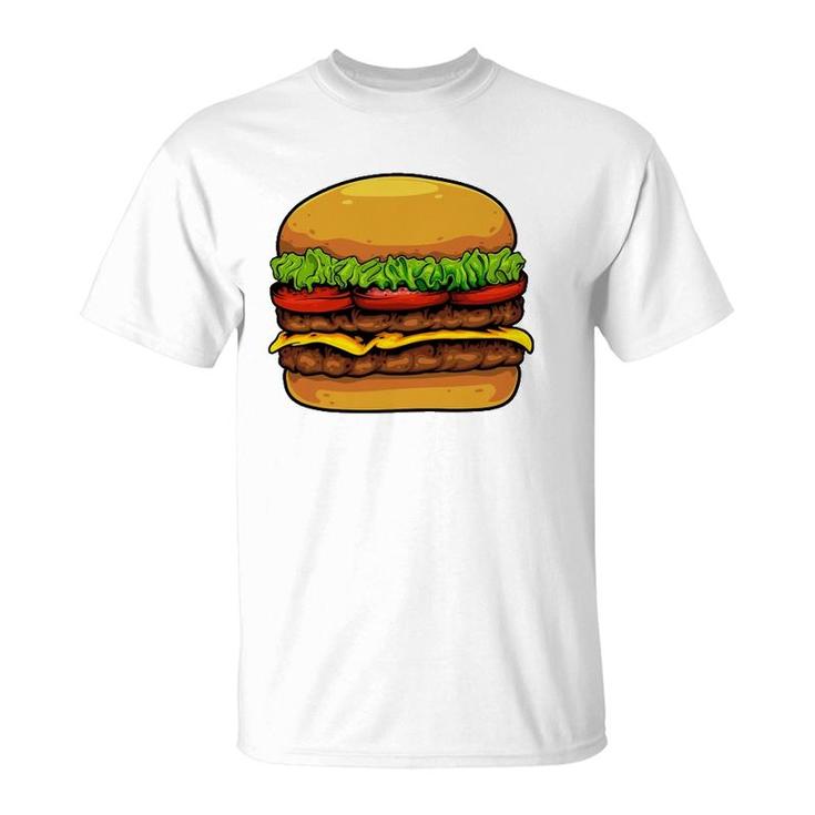 Funny Hamburger Art For Kids Men Women Cheeseburger Lover T-Shirt