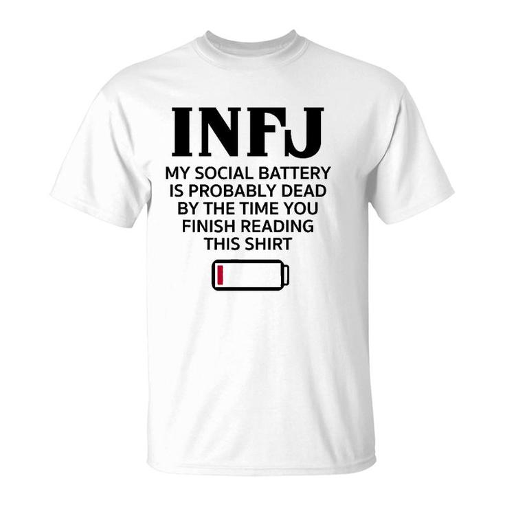 Funny Infj Social Battery Introvert Intuitive Personality T-Shirt