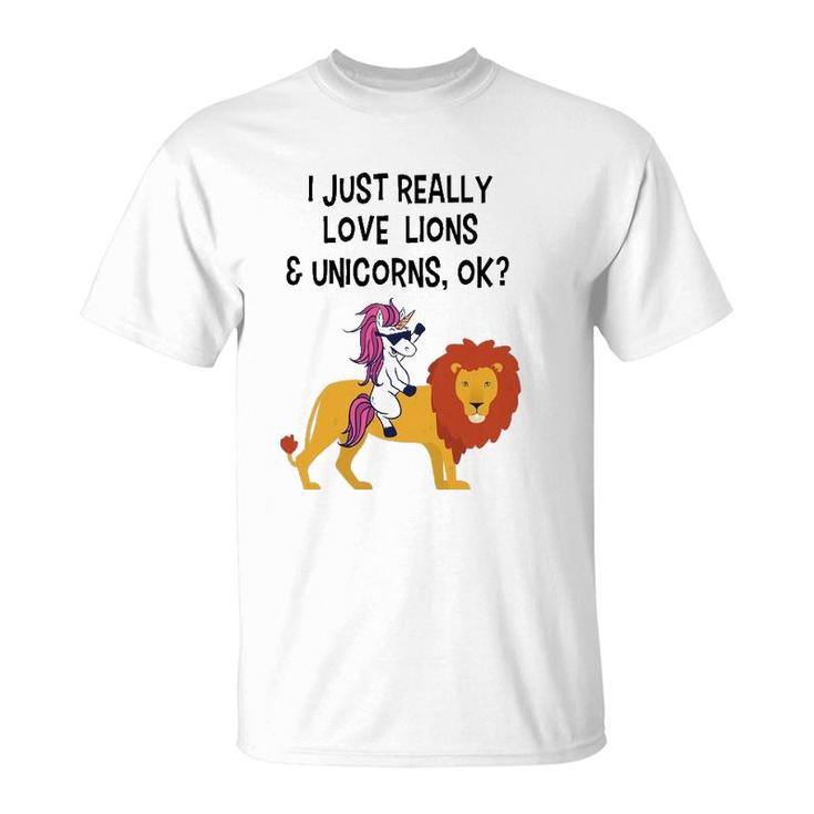 Funny Lion  Unicorn Lion Lover Gift Unicorn Lover T-Shirt
