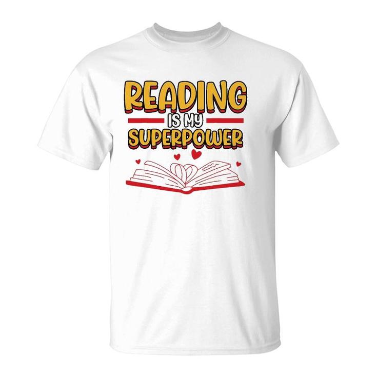 Funny Reading Is My Superpower Librarian School Library T-Shirt