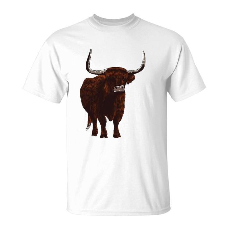 Funny Scottish Highland Cow Design For Men Women Hairy Cow T-Shirt