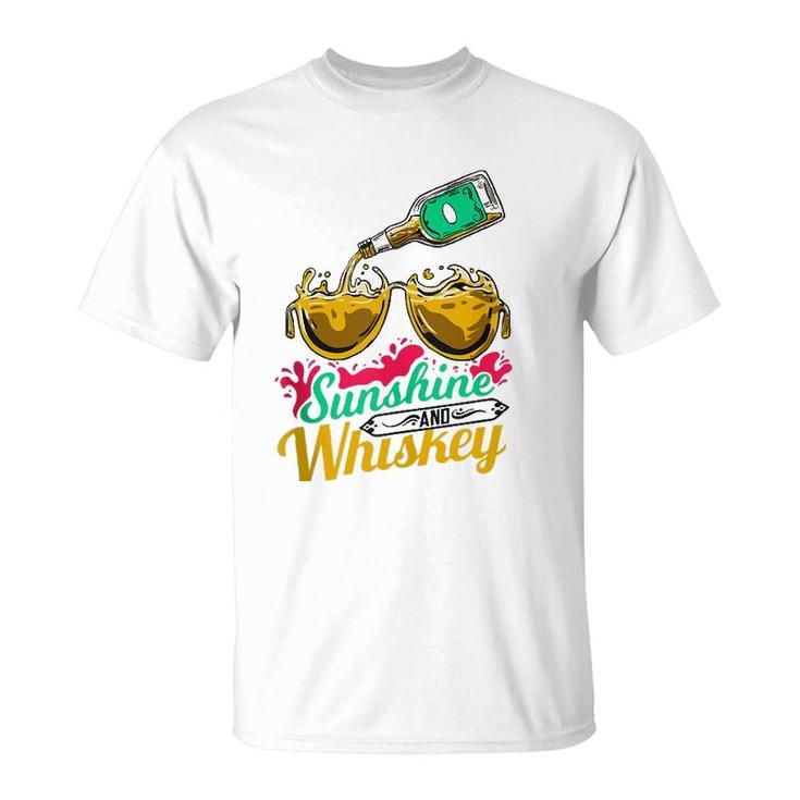 Funny Summer Vacation Gift Sunshine And Whiskey  T-Shirt