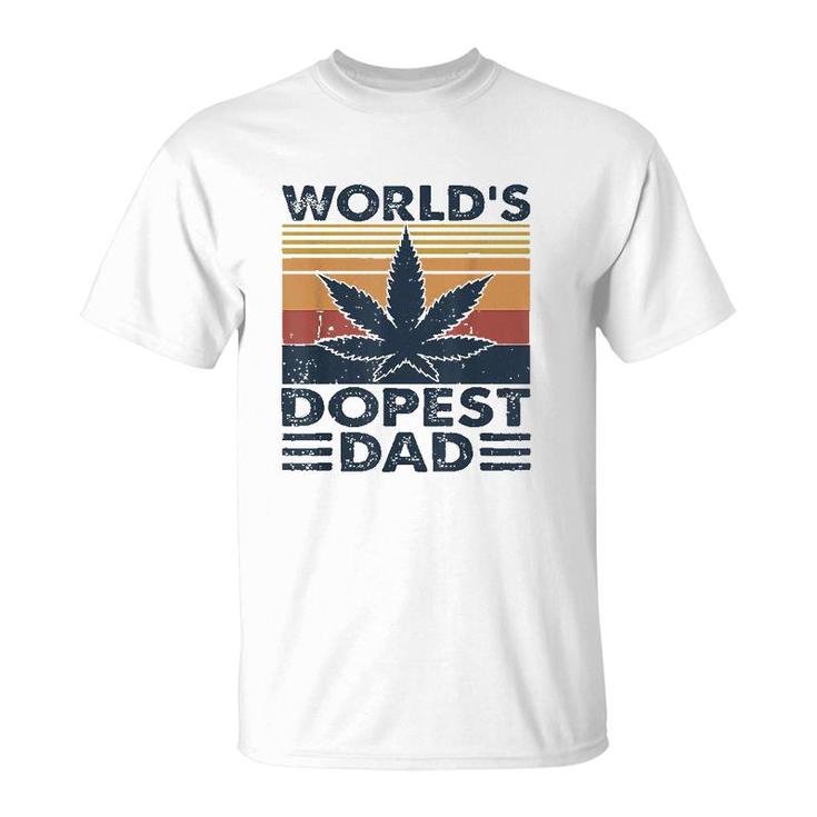 Funny Worlds Dopest Dad Cannabis Marijuana Weed Fathers Day Gift T-Shirt