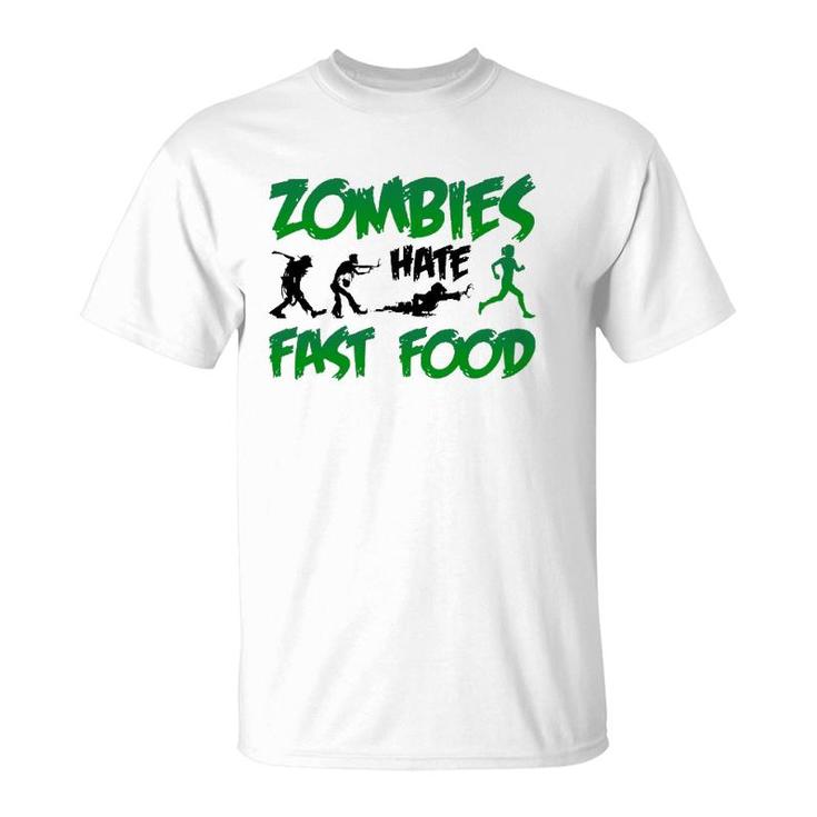 Funny Zombies Hate Fast Food Slow Runner Running Gift T-Shirt