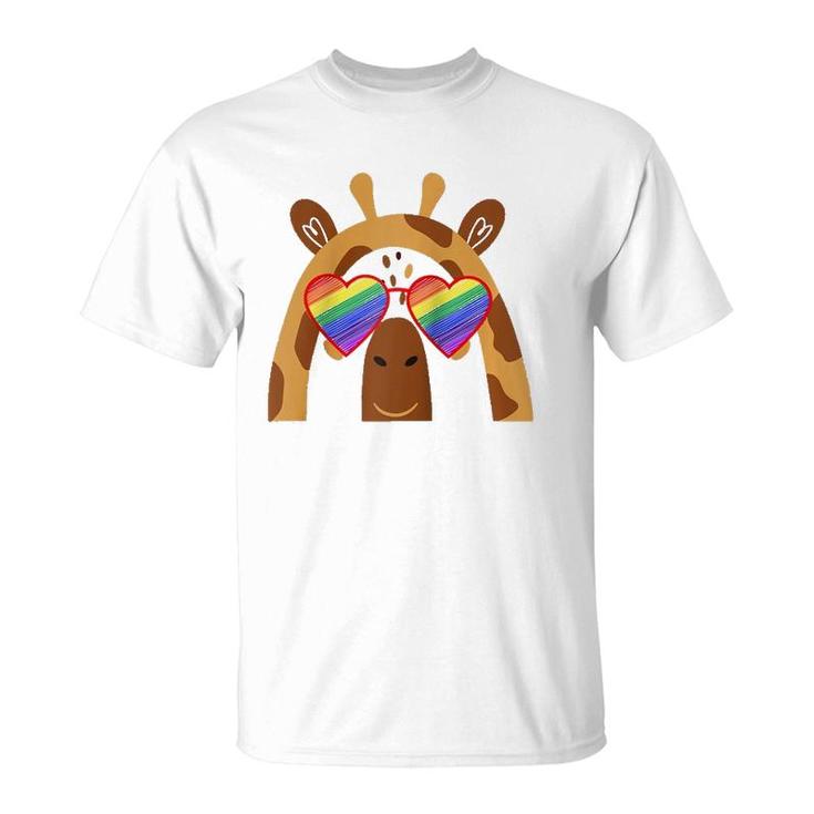 Gay Giraffe Lover Lgbtq Pride Stuff For Teens Rainbow Shades  T-Shirt