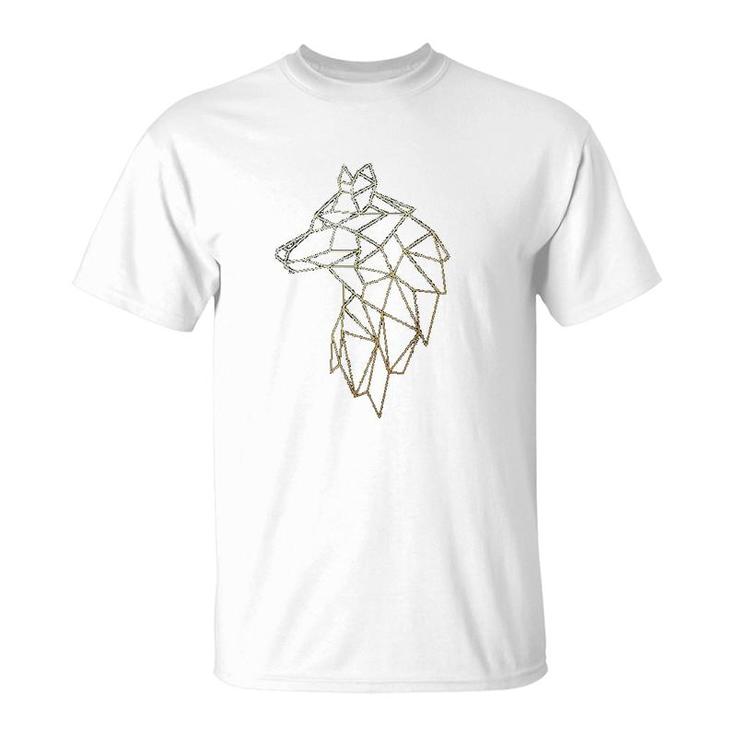 Geometric Abstract Gold Wolf Polygonal T-Shirt
