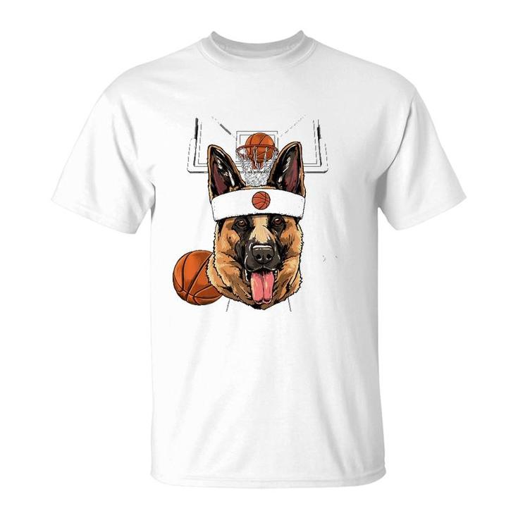 German Shepherd Basketball Dog Lovers Basketball Player  T-Shirt