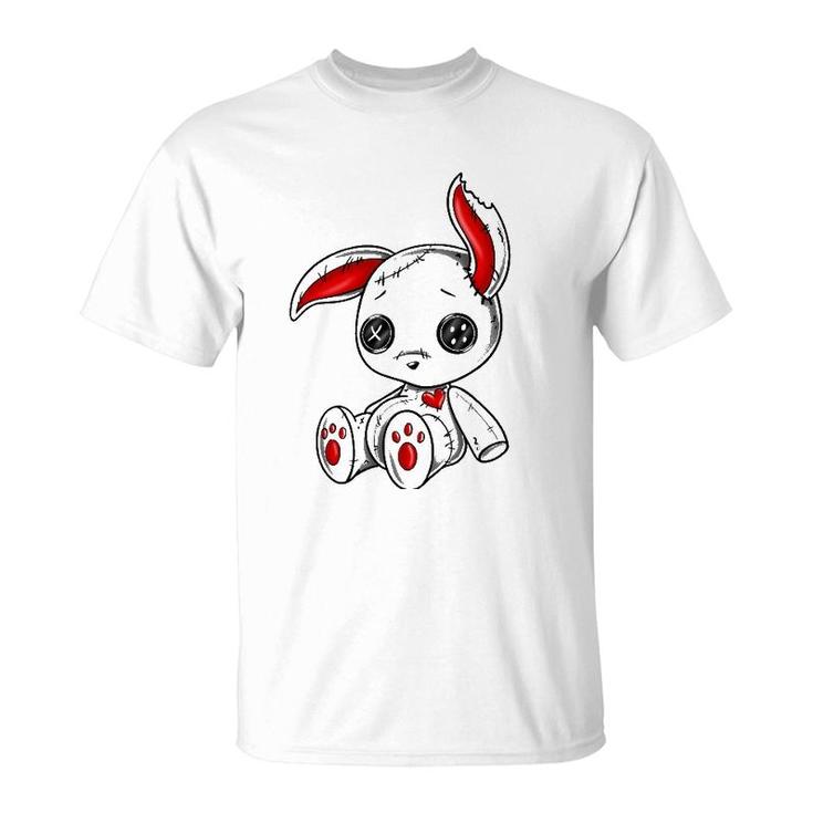 Goth Bunny Cute Gothic White Bunny Red Heart T-Shirt