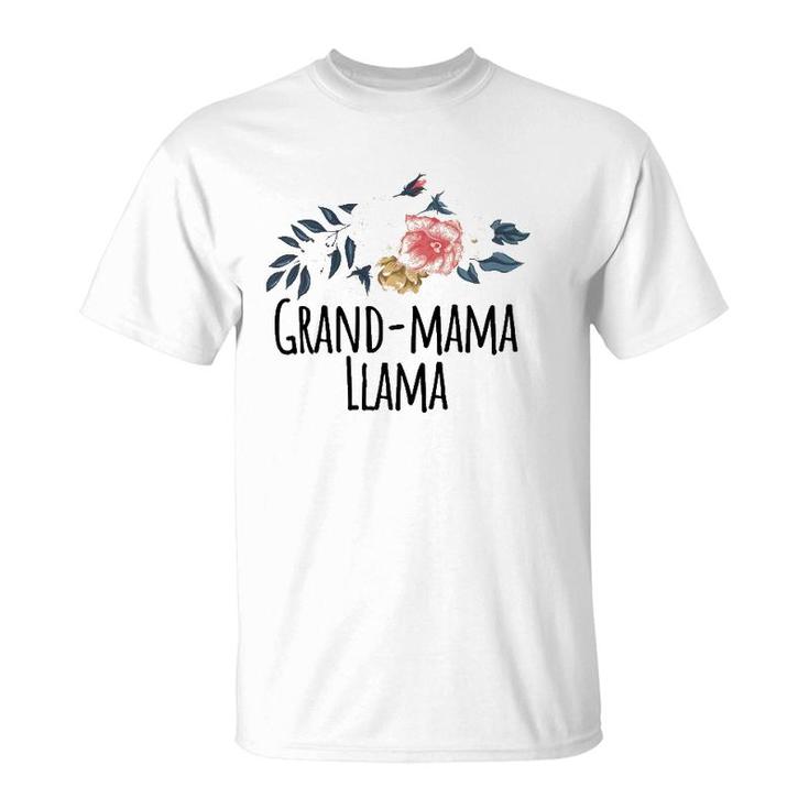 Grand-Mama Llama Funny Floral Flowers Gift  T-Shirt