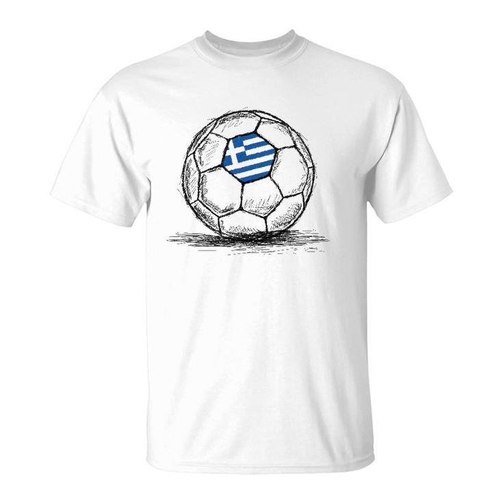 Greece Greek Flag Design On Soccer Ball Artsy Football T-Shirt
