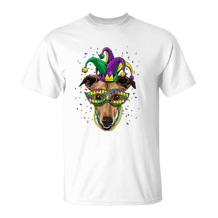 Greyhound Dog Lover Cute Mardi Gras Carnival Jester T-Shirt