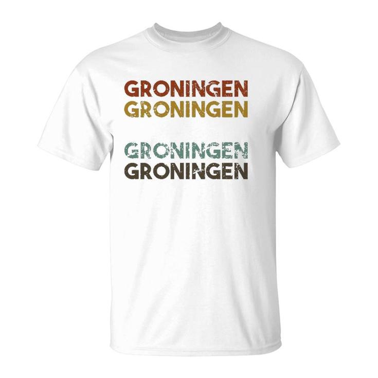 Groningen Netherlands Vintage 80'S Style T-Shirt