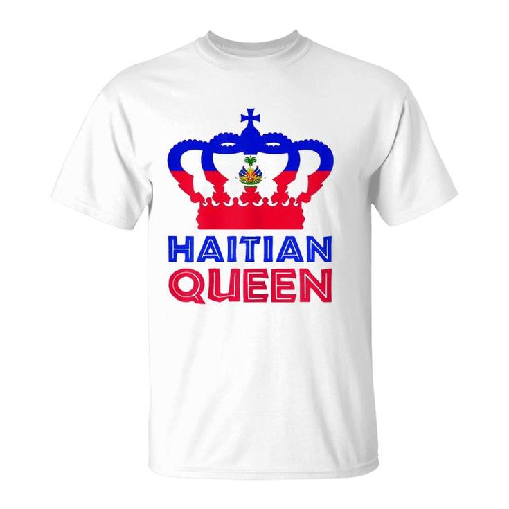 Haitian Queen Womens Red Blue Perfect Haiti Flag Crown Gift T-Shirt