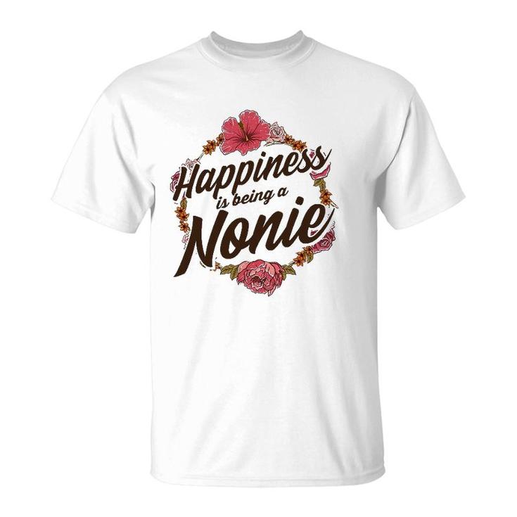 Happiness Is Being A Nonie Cute Floral Mother's Day Gift T-Shirt